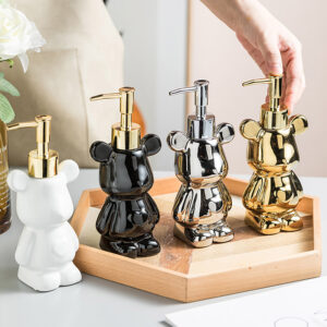 Ceramic Cute Pet Bear Soap Dispenser Pump Bottle – Great for Bathroom, Kitchen Countertop, Bath Accessory